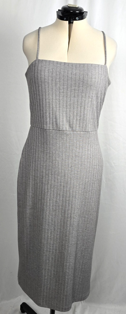 Socialite Sleeveless Dress Women's XL Gray Ribbed Strappy Midi